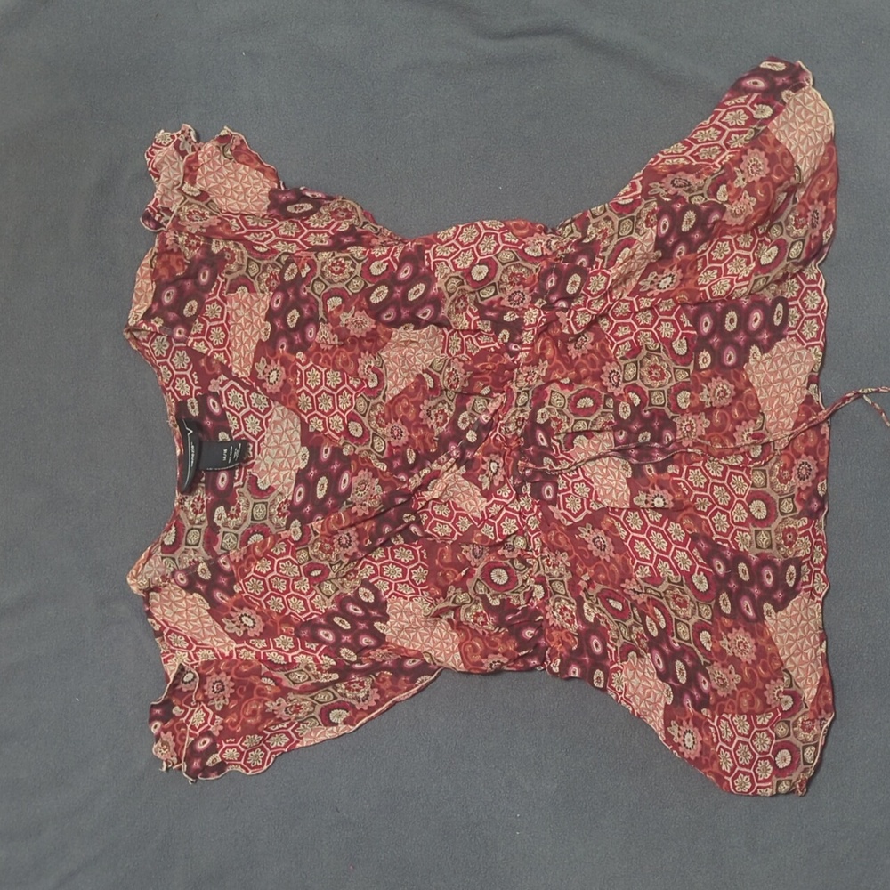 Bohemian multi colored thin blouse, adjustable waist